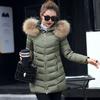 Women's stand-up collar large sweater cotton-padded jacket medium and long slim-fitting cotton-padded clothing, solid color zipper model thickened to
