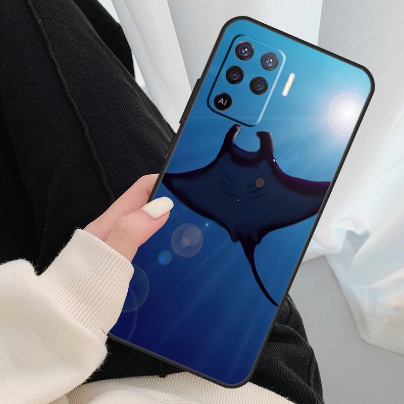 Animal Manta Ray Case For Oppo A96 A76 A16 A60 A98 A58 A78 A18 A38 A80 A40 A77 A57 A17 A74 A54 A94 A15 A5 Pro