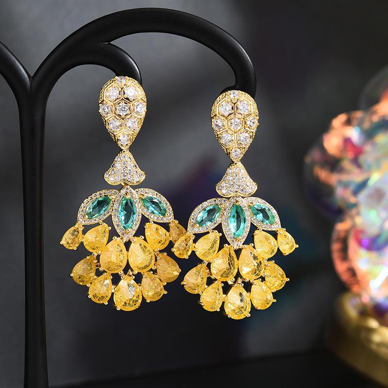 Серьги из серебра 925 пробы с иглами и трендовыми виноградными серьгами для женщин, цветные серьги с цирконием, темпераментные серьги, женские аксессуары для ушей