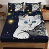 Комплект простыней на резинке с принтом домашних кошек, 3 шт., Мягкий, удобный, дышащий, комплект постельного белья «Звездное небо», протектор для матраса, Для спальни, гостевой