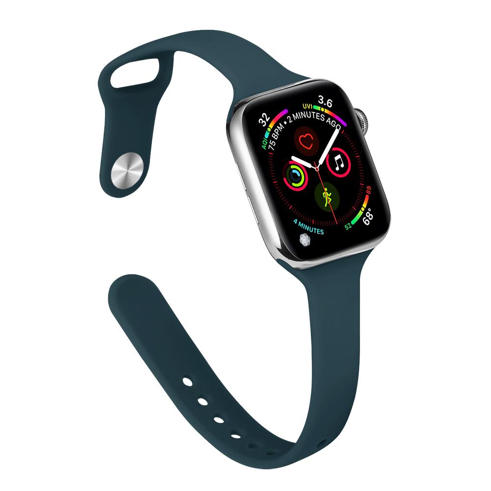Ремешок для Apple Watch Band 40 мм, 44 мм, 45 мм, 41 мм, 38 мм, 42 мм, спортивный тонкий силиконовый браслет correa iWatch Series 8 Ultra 2 SE 7 6 3 9