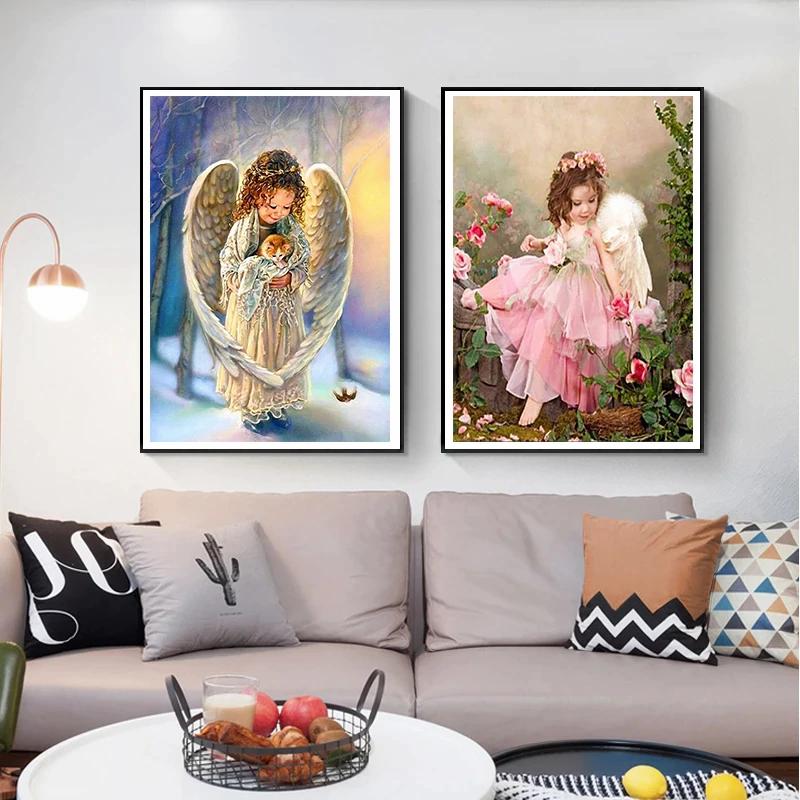 Квадратный/круглый алмаз 5D Diy алмазная живопись красивая девушка ангел Алмазная вышивка крестиком горный хрусталь мозаичное украшение