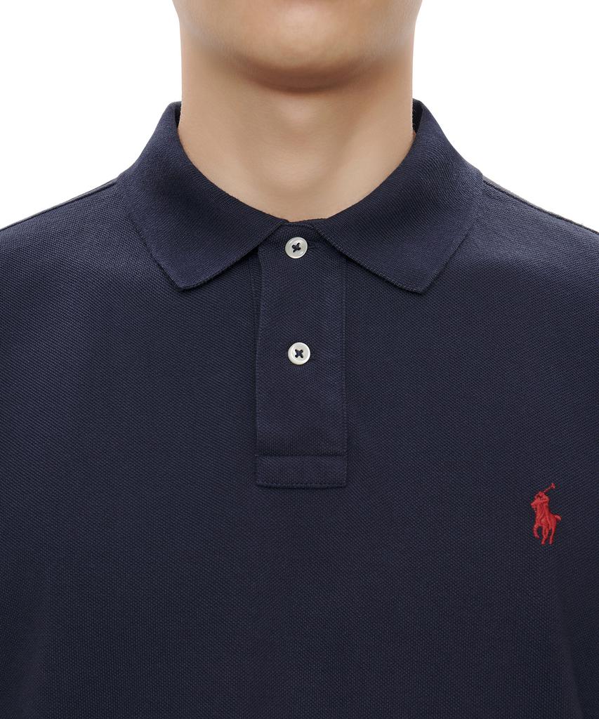 POLO RALPH LAUREN Custom Slim Fit Long Sleeve Mesh Polo - Blue