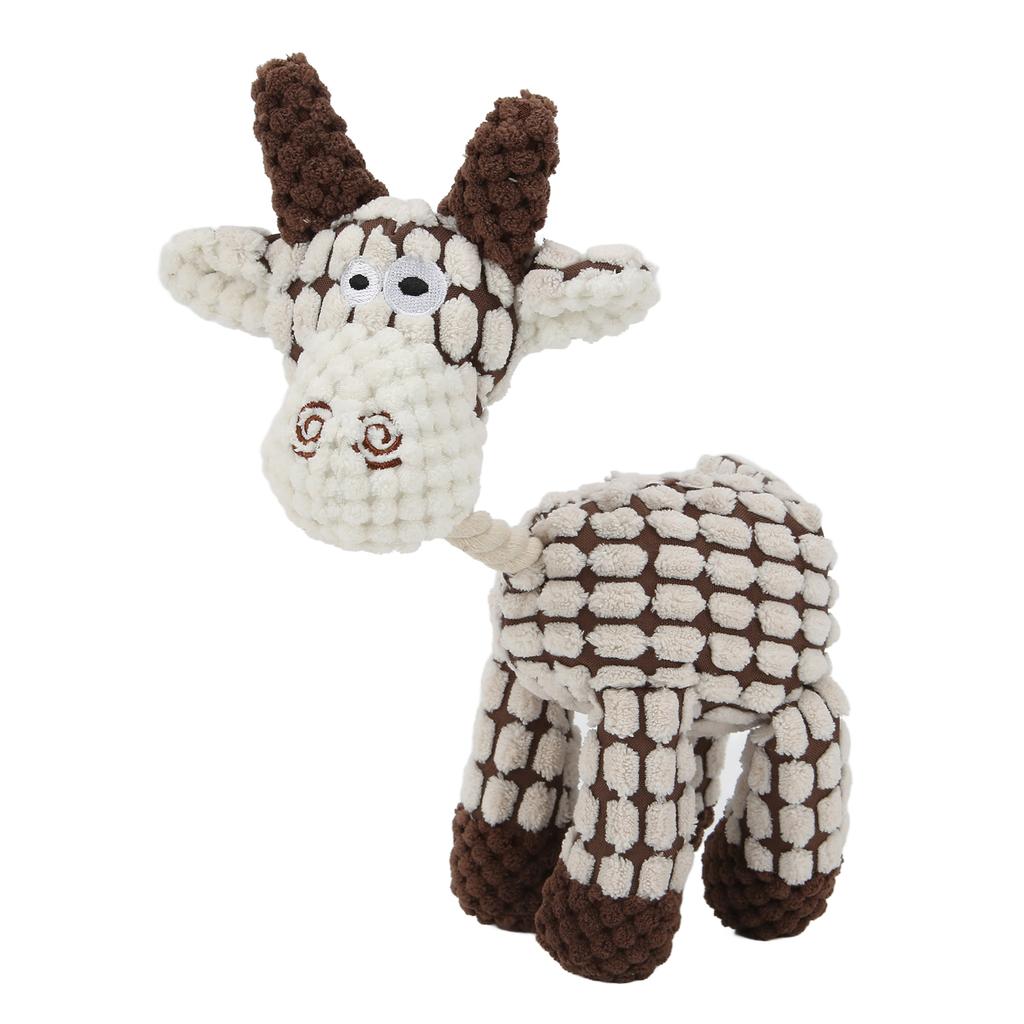 Pet Squeaky Toy Interactive Durable Teeth Cleaning Dog Plush Toy for Small Medium Large DogsBeige