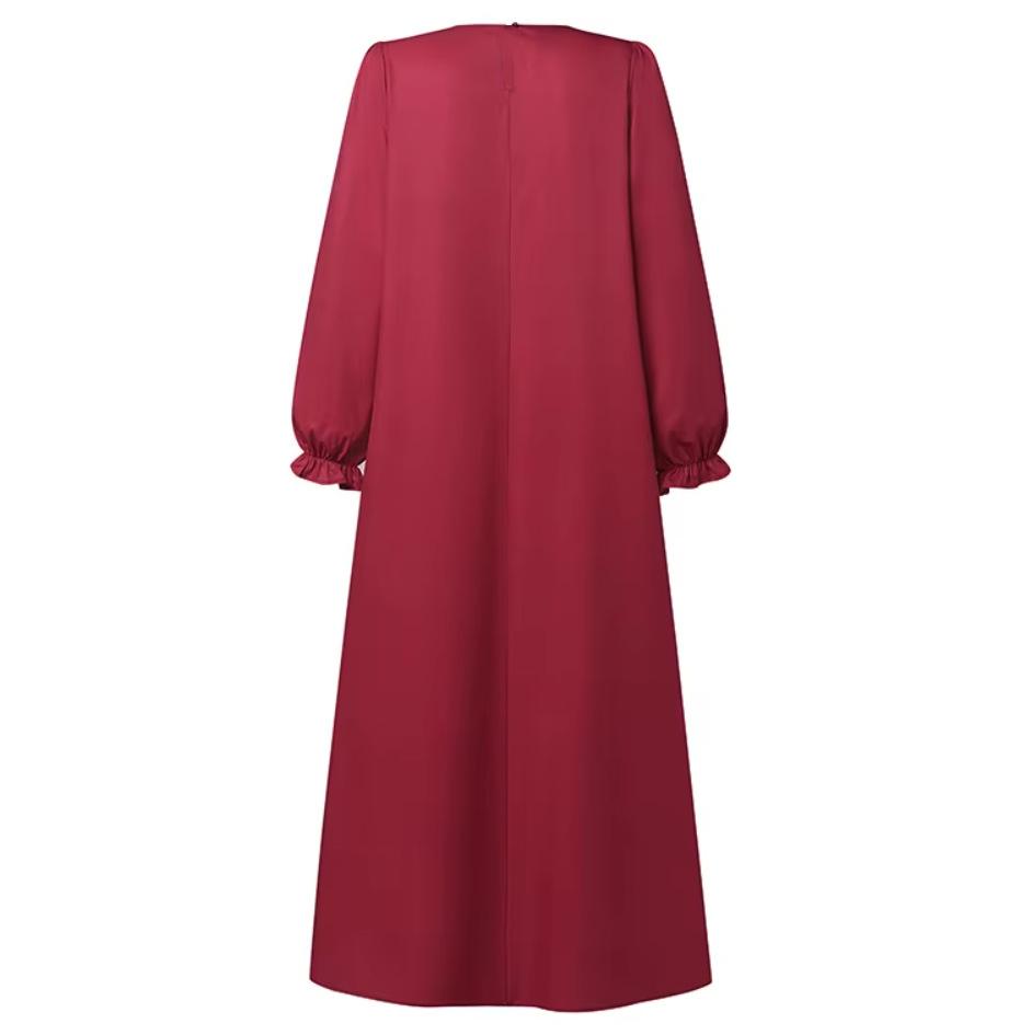 Long Sleeve Long Robes Abaya Women Muslim Fashion O Neck Casual Vestidos Loose Turkey Floral Printing Maxi Dress