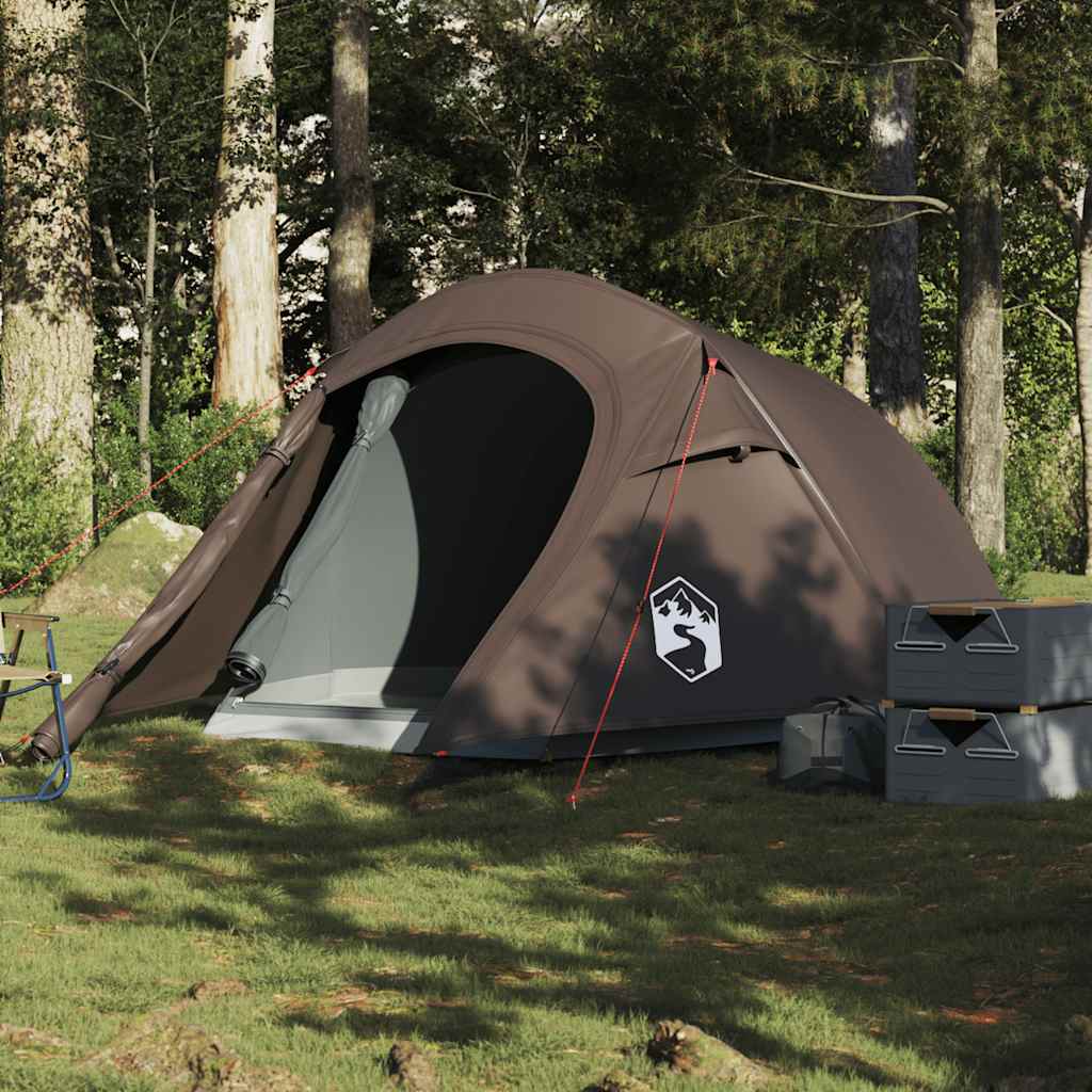 Tunnel Tent for 3 Persons Brown Waterproof