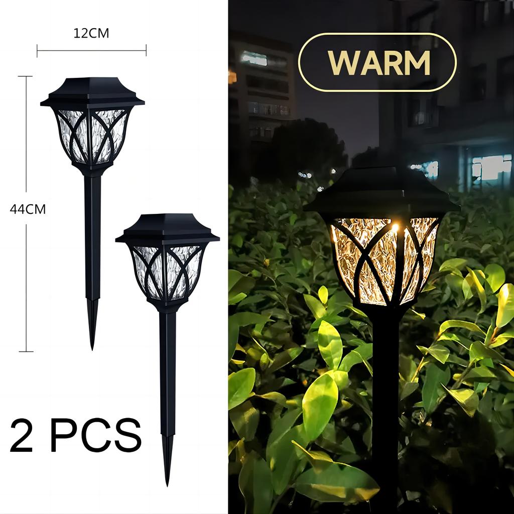 2pcs Led Solar Lawn Lights Outdoor Waterproof Warm Light Garden Decoration Lamp for Walkway Path Villa Yard Driveway