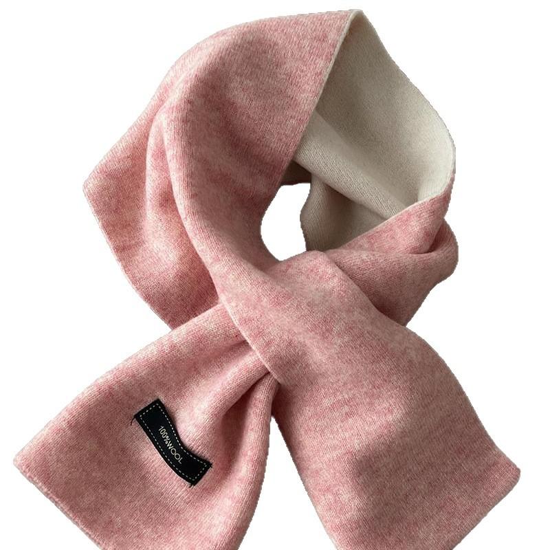 Wool Solid Color Double-sided Lazy Cross Wool Scarf Women's Winter All Match Warm Children's Parent Child Scarf
