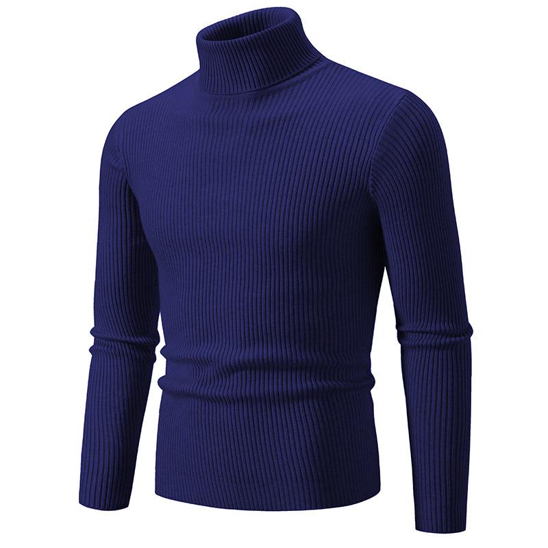 Autumn Winter Men's Turtleneck Sweater Solid Color Knit Pullovers Men