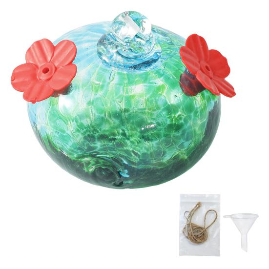 Кормушка для колибри из витражного стекла, каплевидная подвесная кормушка для птиц, кормушка для колибри с 2 цветочными отверстиями для кормления, для сада, двора