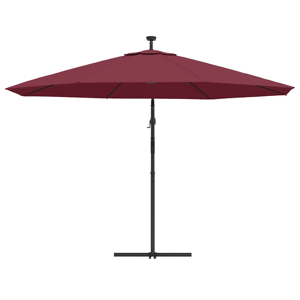 Cantilever Umbrella with LED Lighting Steel Pole Burgundy Red 350 cm