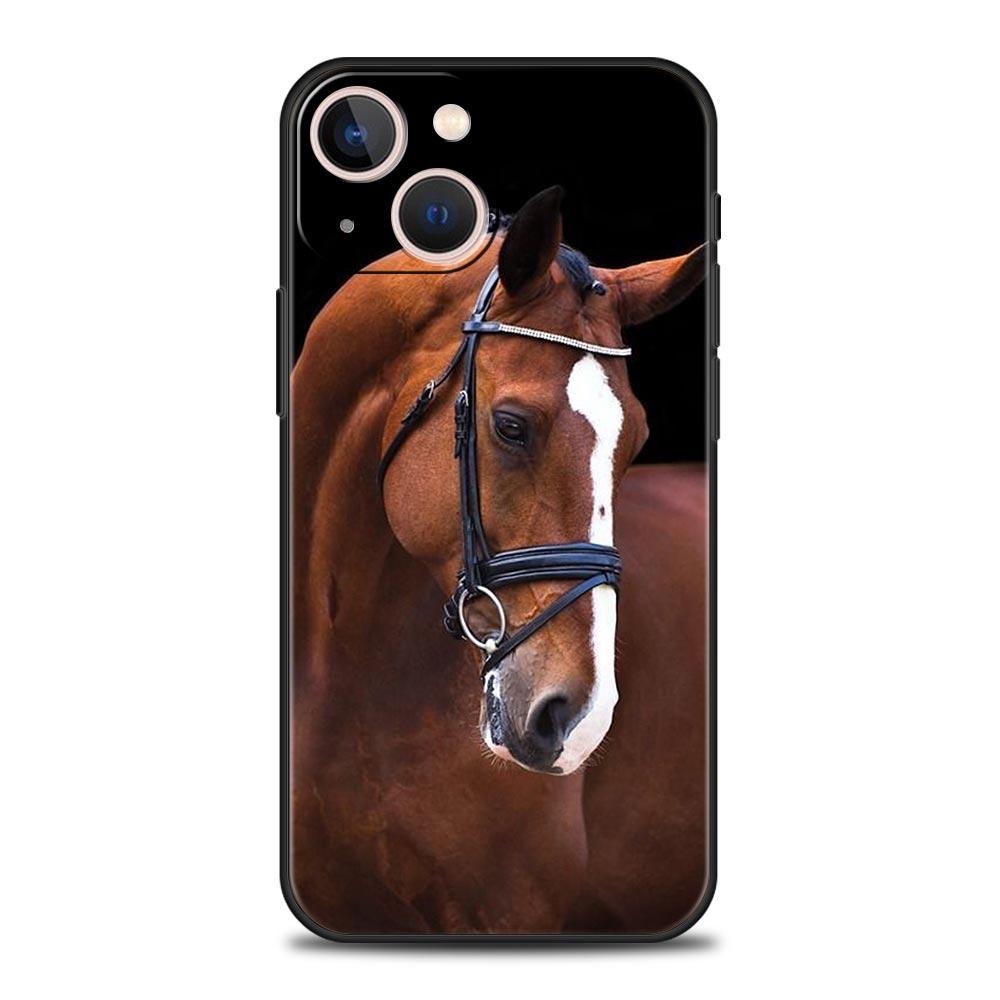 Чехол для телефона с лошадью для iPhone 17 16 15 Pro Max 11 12 13 14 7 8 Plus SE 2020 X XR XS Мягкий Черный