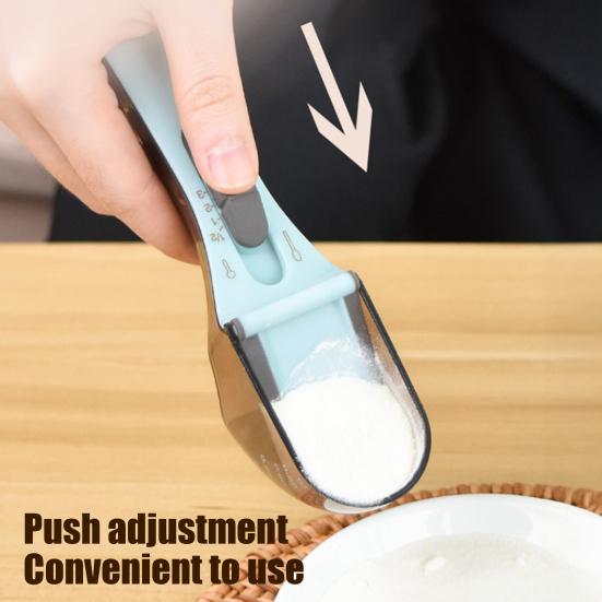 Мерная ложка для корма для домашних животных Регулируемая мерная кружка для корма для домашних животных с управлением Многофункциональная кухонная ложка для муки, кофе, сахара