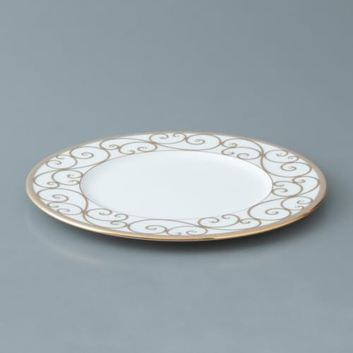 NARUMI Rondo Plate Set, 21cm, Gold and Platinum, Set of 2, Elegant and Stylish, Perfect for a Pair of Wedding Gifts, Gift Boxed and Gift Wrapped, 9735