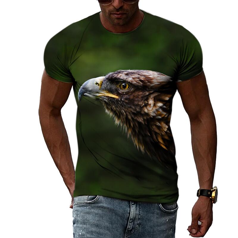 Summer Fashion Animal Birds Eagle Graphic T Shirts For Men 3D Print Hip Hop Harajuku Personality Round Neck Short Sleeve Top