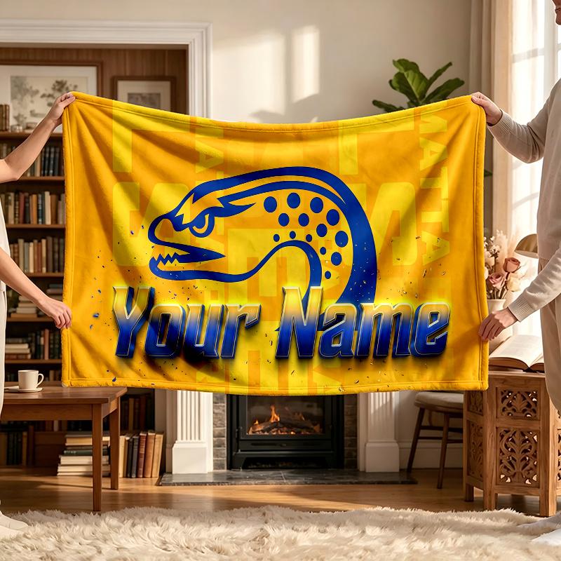 Parramatta Eels (5) Personalized Name Blanket Soft Cozy Gift for Sofa Bed Couch Home Decoration