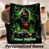 Custom Name Red Bull Racing Flannel Throw Blanket Personalized Text Soft Blanket Bed Sofa Gift