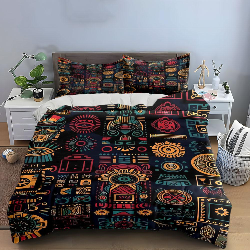 Geometric and tribal motifs. Bedding sets Duvet cover sets Duvet covers Pillowcases(1 * Duvet Cover 2 * Pillowcases without duvet insert)
