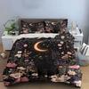 Crescent moon, black cat, flowers. Bedding sets Duvet cover sets Duvet covers Pillowcases(1 * Duvet Cover 2 * Pillowcases without duvet insert)