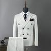Men's Slim Fit Double-Breasted Striped Suit - Casual, Wedding, Business, Plus Size, Korean Style