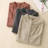Рубашка однобортная однотонная женская из хлопка и льна в стиле ретро-буддизма и дзэн, простой дизайн, нишевый топ