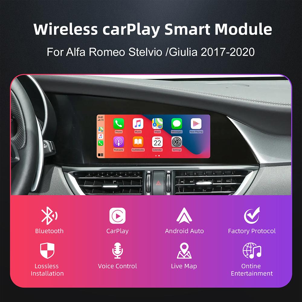 Wireless Carplay Module For Alfa Romeo Giulia 2017-2020 Wireless Android Auto Box Support Rear Camera