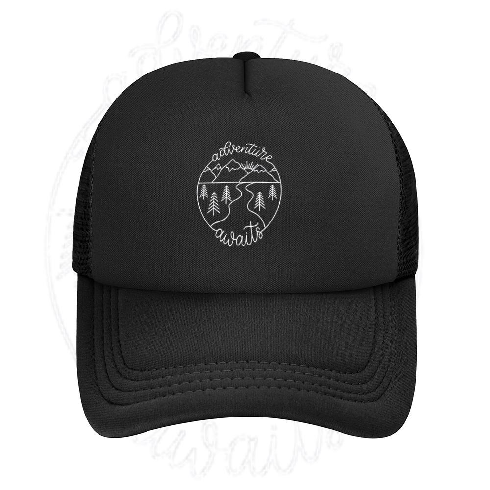 Adventure awaits mountains nature sun trees Baseball Cap Anime Graphic Hats Adult Unisex Women Sports Outdoor
