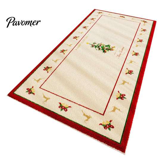 Indoor Holiday Decoration Christmas Bedroom Rug, Soft Imitation Cashmere Area Non-Slip Washable Festive Cozy Bedside Floor Covering Rug for Entryway,