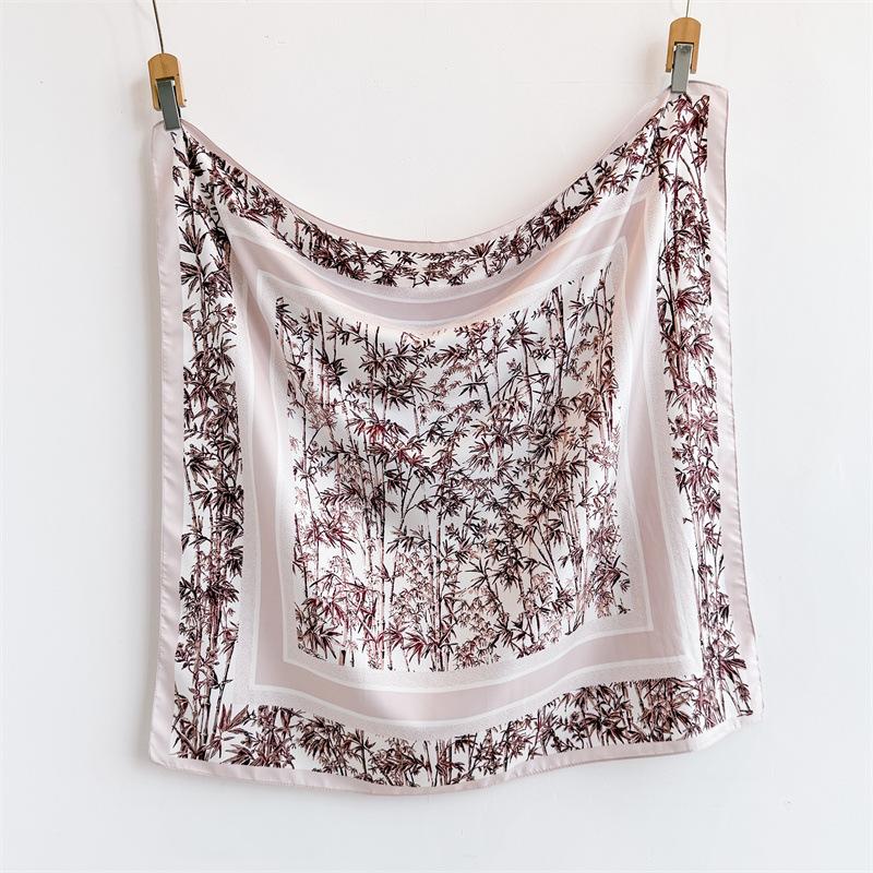 Luxury Floral Twill Print Square Scarf Women Soft Satin Kerchief Hairband Neckerchief Head Hijab Lady Headband Foulard