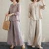 Plus Size Women's Cotton Linen Embroidered Two-Piece Set - Spring Fashion
