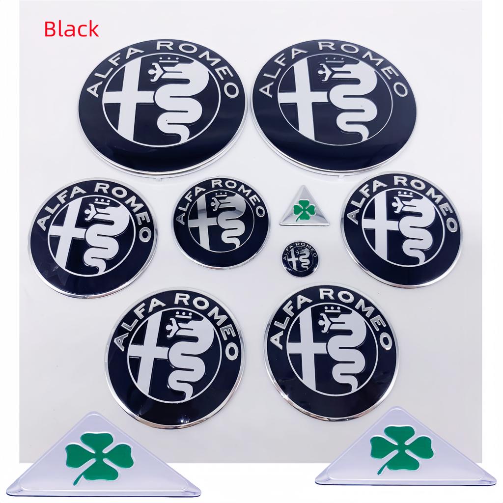 EHJPY1 11 pcs for Alfa Romeo 90mm 74mm 60mm 56mm 50mm Car emblem Wheel stickers front Hood badge rear Trunk Steering sticker Styling
