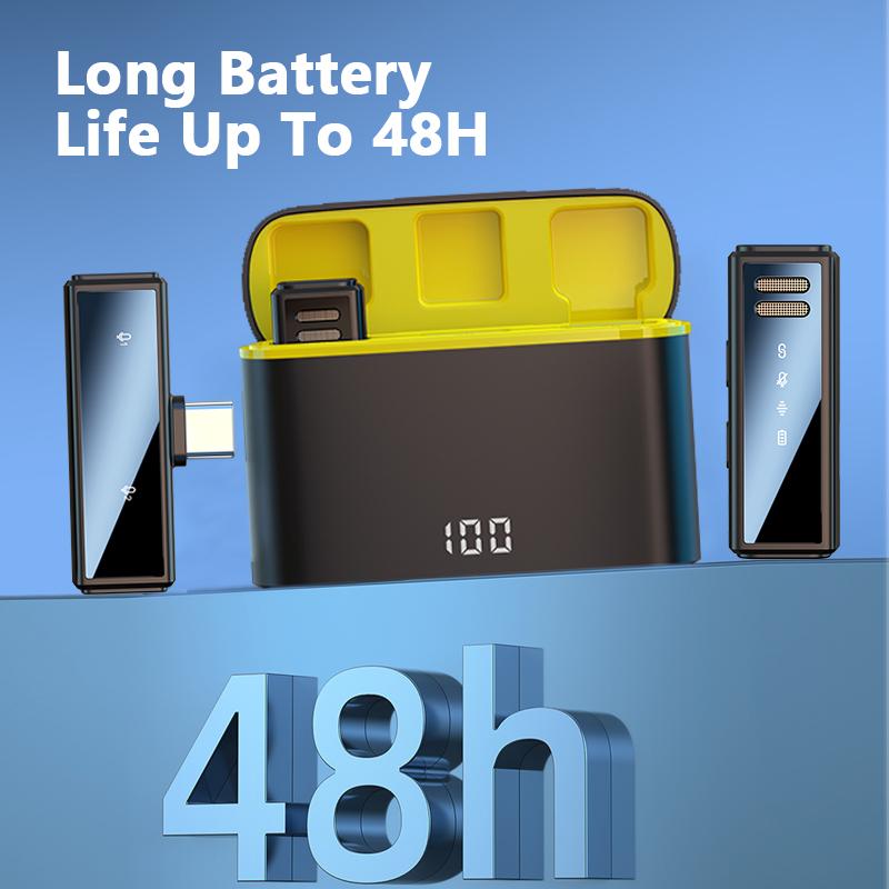 Беспроводной петличный микрофон с шумоподавлением, запись живого интервью с мобильного телефона для iPhone Type C с зарядным устройством