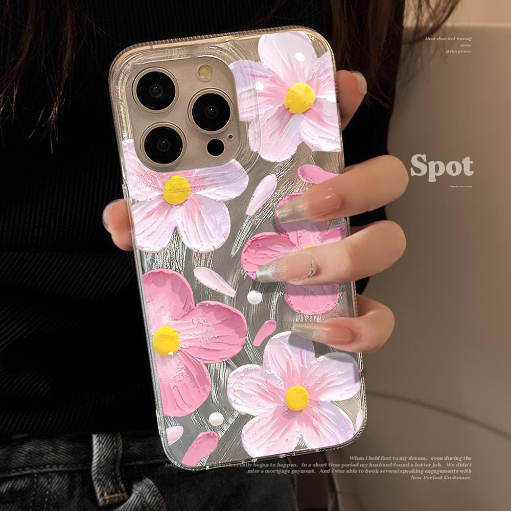 Яркий летний цветочный чехол для телефона iPhone 17 Pro 15 16 14 13 12 11 Pro Max 17e 16e 8 7 Plus XR XS X Серебристый Мягкий ударопрочный чехол