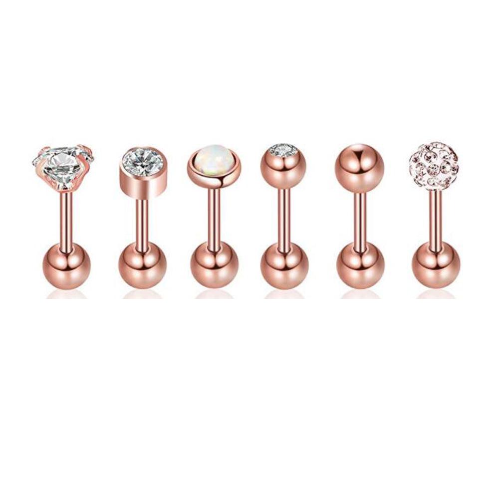 Stainless Steel Lip, Zircon Ear, and Ear Bone Studs - Trendy Piercing Jewelry
