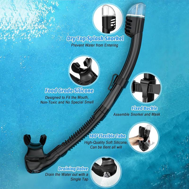 Professional Large Frame Soft Silicone Diving Mask Snorkel Set For Men Women Diving Snorkeling Gear