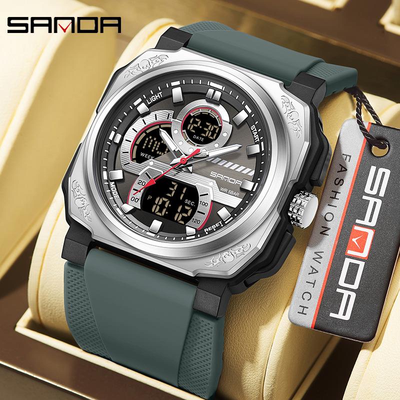 Sanda G Style Military Men Led Digital Sports Watches Threeplace Time Waterproof Countdown Led Electronic Quartz Wristwatch Male
