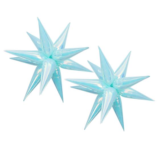 2 Pcs Iridescent 4D Balloons Large Holographic Foil Balloon Rainbow Mylar Aluminum Balloon for Birthday Wedding Baby Shower Party Decoration