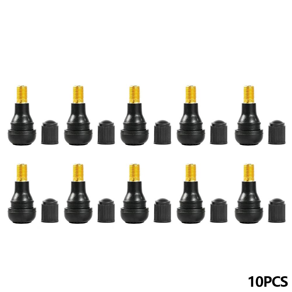 Car TR413 Snap In Tubeless Tyre Valves Stems Type Rubber Valve Tool Set 10Pcs Motorcycle Tyre Rubber Valve Stems with Brass Core