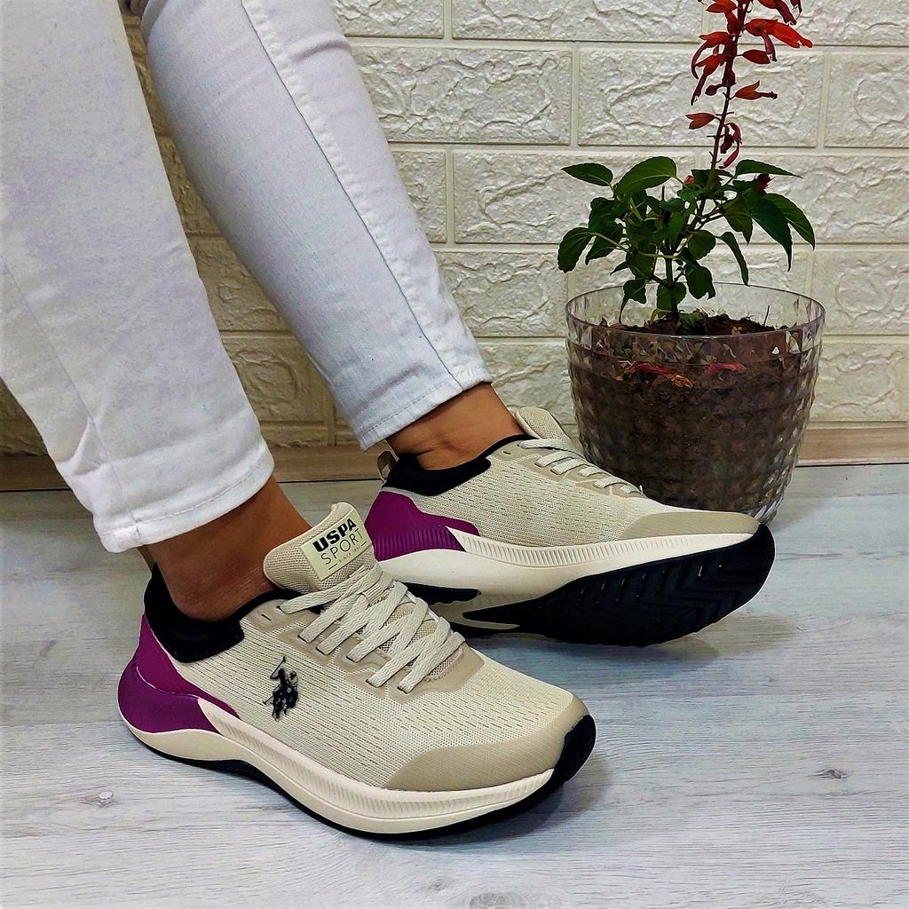 USPolo Turbo Бежево-Розовая Нескользящая женская спортивная обувь