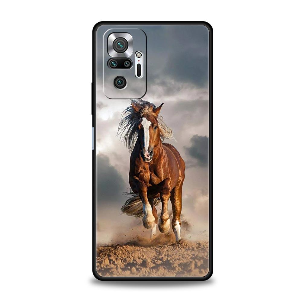 Чехол для телефона с изображением животного Лошади для Redmi 14C 10C Note 15 14 13 12 10 11 K40 Pro Plus 5G Ударопрочный Мягкий ТПУ Корпус Fundas Capas