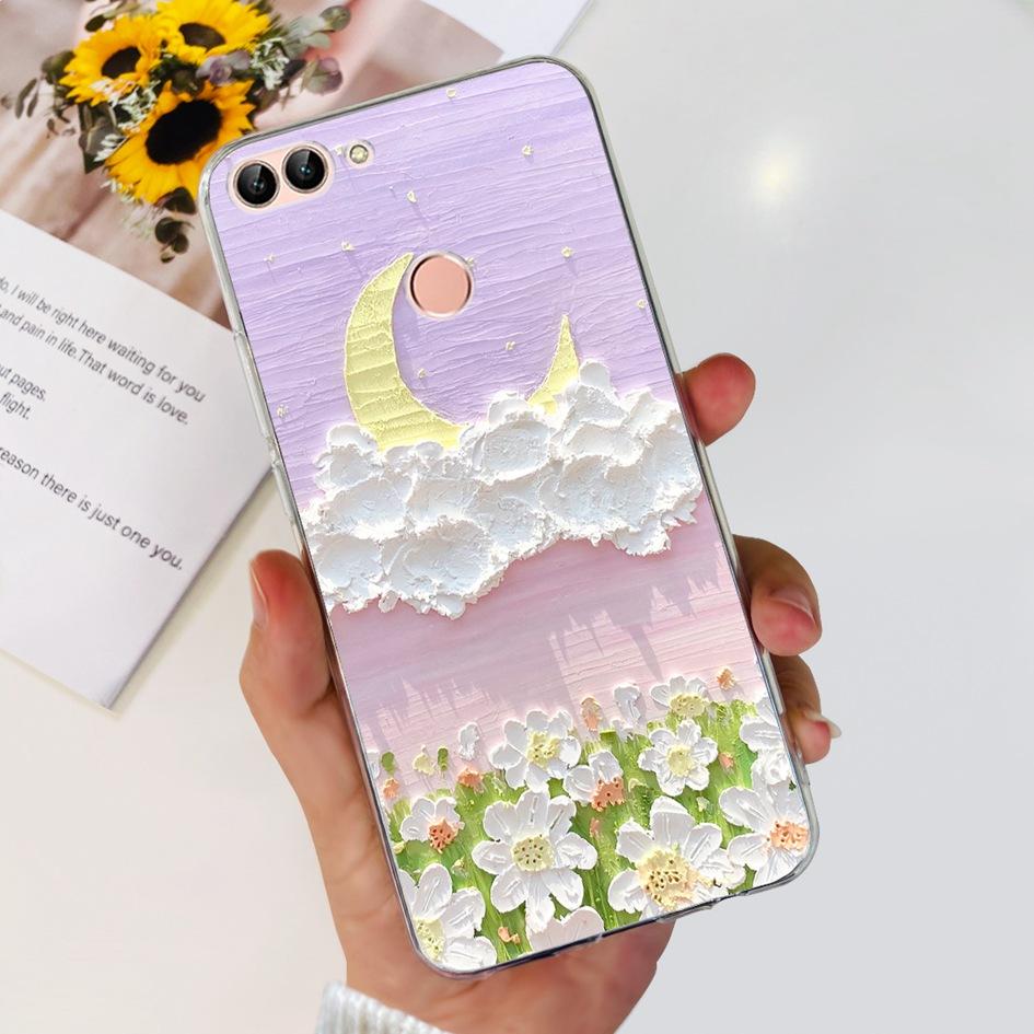For Huawei P Smart Case FIG-LX1 FIG-LX2 FIG-LX3 Back Cover Fashion Flower Marble Clear Silicone Soft Funda For PSmart 2018 Coque