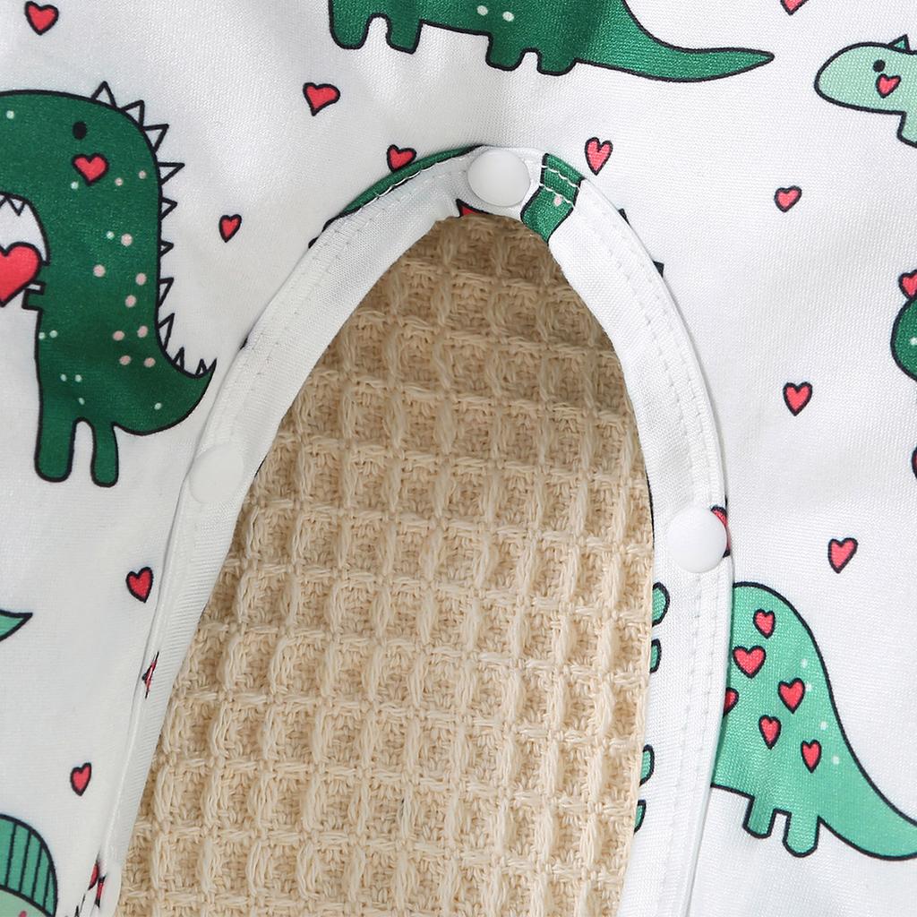 1-24 Months Infant Baby Cute Heart Dinosaur Full Print Romper Long Sleeve Jumpsuit