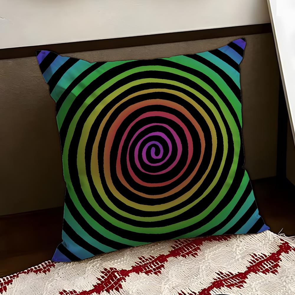 Hypnotic Stripe Psychedelic Cushion Cover Reversible Soft Durable Pillow Cover Home Car MultiScene Use for Daily Comfort
