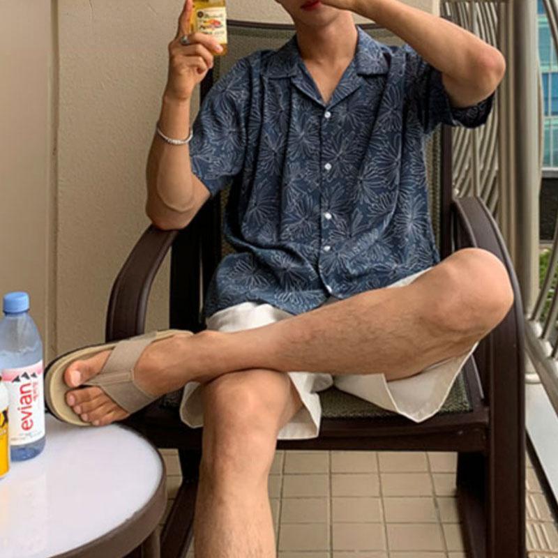 Мужские летние пляжные рубашки с коротким рукавом и принтом