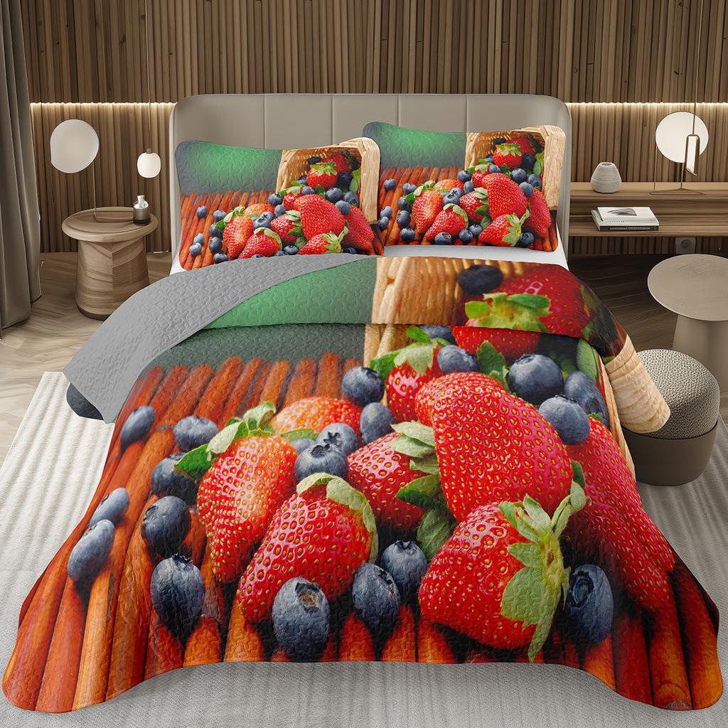Покрывало с черникой размера кинг, твин, Гавайское летнее тропическое фруктовое покрывало для декора комнаты мальчика/девочки, Двустороннее стеганое постельное белье
