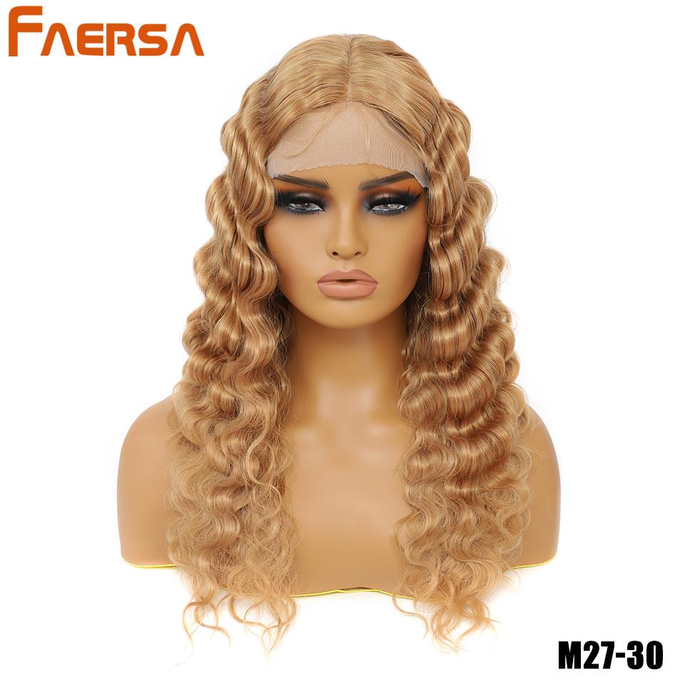 Synthetic Lace Wigs For Black Women Long Body Wave Lace Front Wig Brown Ombre Blond Wigs Heat Resistant Curly Wig