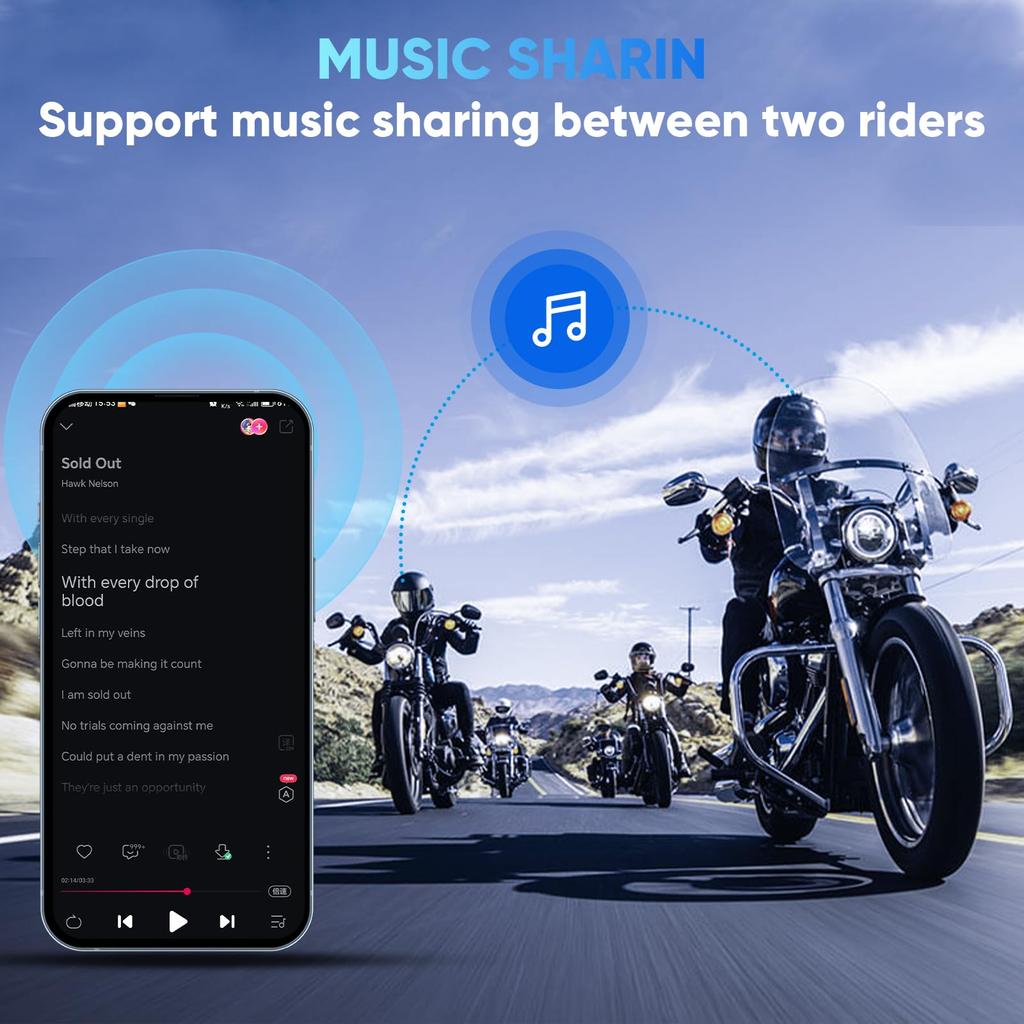 EuroFone S2 PLUS Motorcycle Bluetooth Simultaneous Calling While 1500m Communication IP67 Waterproof and Music 40mm Helmet Automatic CVC Noise HIFI