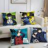 Чехол для подушки с коротким плюшевым принтом в стиле аниме B-Blue Lock, квадратный чехол для декоративной подушки, для дивана, домашнего декора.