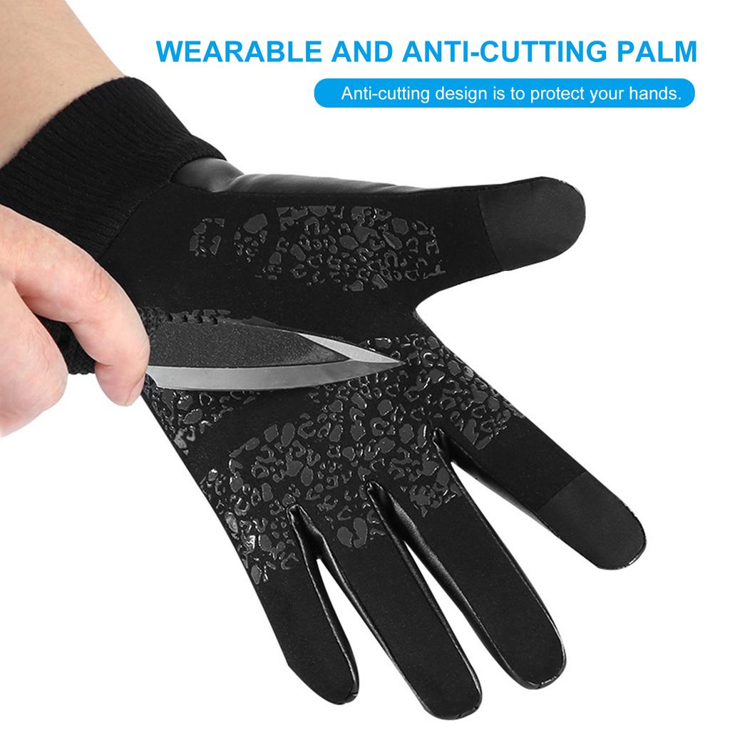 Winter Warm Mittens Fleece-lined Thermal Black Warm Mittens for Men Women Waterproof Touchscreen Anti-Slip Mittens for Driving Cycling