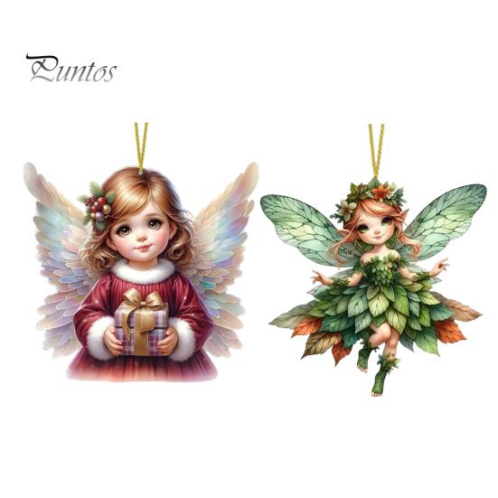 Украшение на рождественскую елку с шнурком, легко повесить 2D подвеску в виде маленькой девочки-ангела на сумку для автомобиля, брелок, украшение